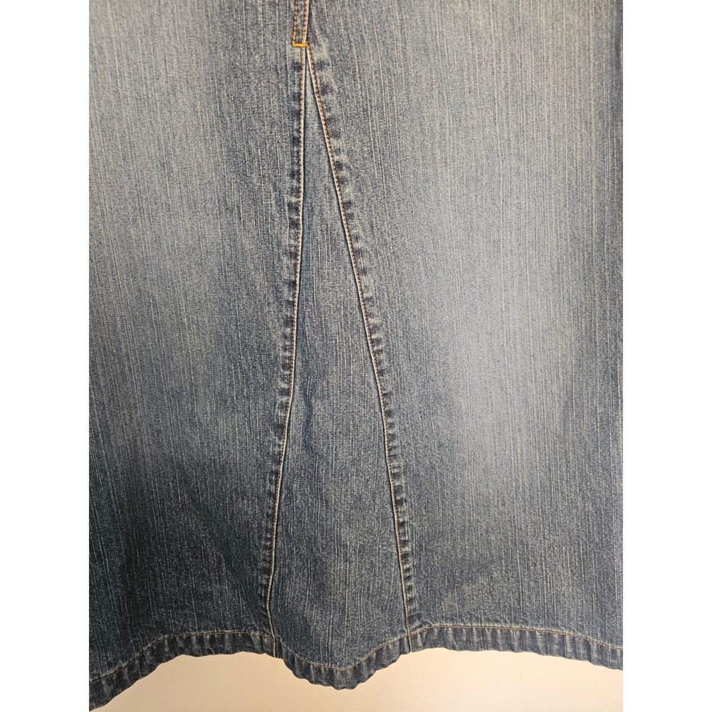 [Y2K Boho] Faded Glory Denim Maxi Skirt  12 Blue Sandblast A-Line Long Cotton - Picture 2 of 10